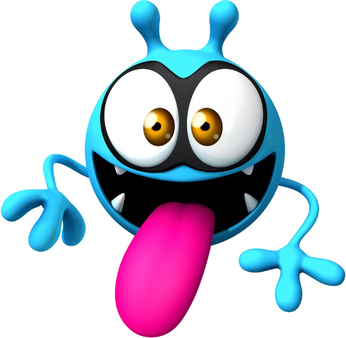 Cartoon Virus Character Sticking Out Tongue PNG image