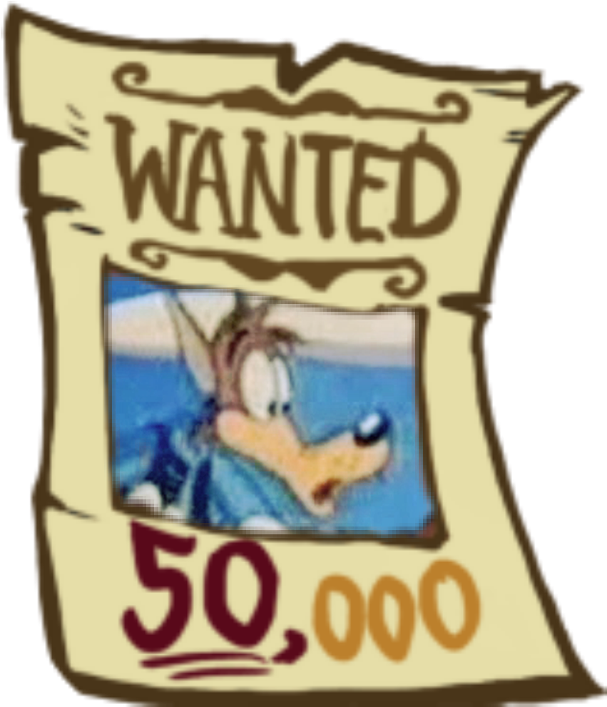 Cartoon Wanted Poster50000 Reward PNG image