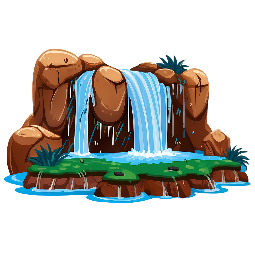 Cartoon Waterfall Scene Png 06272024 PNG image