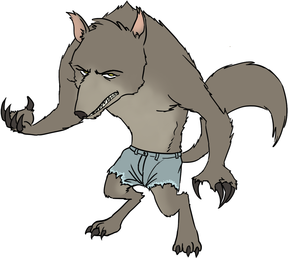 Cartoon Werewolfin Shorts PNG image