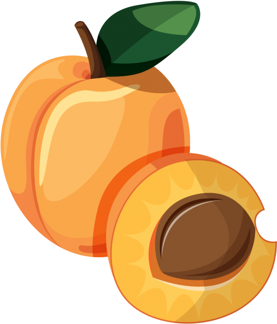 Cartoon Wholeand Half Peachwith Pit PNG image