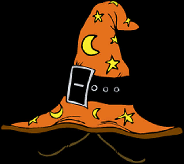 Cartoon Witch Hatwith Starsand Moon PNG image
