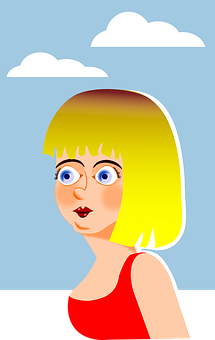 Cartoon Woman Blue Sky Background PNG image