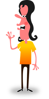 Cartoon Woman Gesture Black Background PNG image