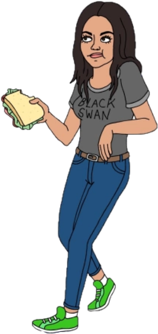 Cartoon Woman Holding Sandwich PNG image