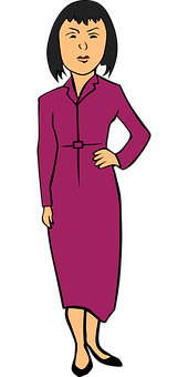 Cartoon Womanin Pink Dress PNG image