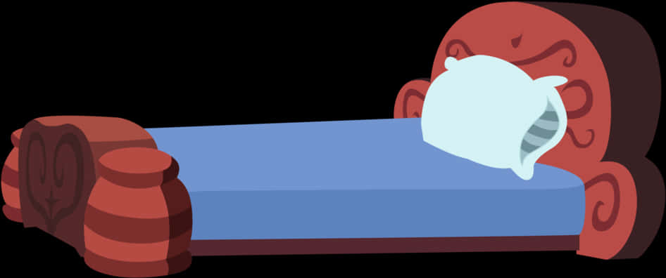 Cartoon Wooden Bedwith Pillow PNG image