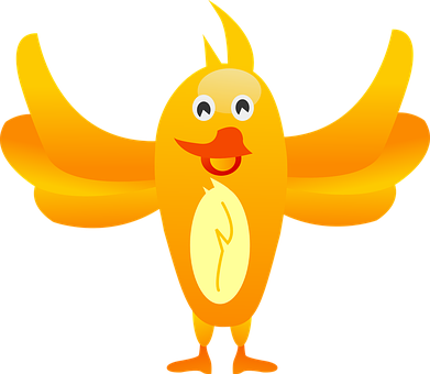 Cartoon Yellow Bird Spread Wings PNG image