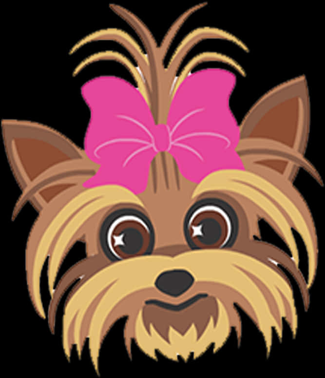 Cartoon Yorkshire Terrierwith Pink Bow PNG image