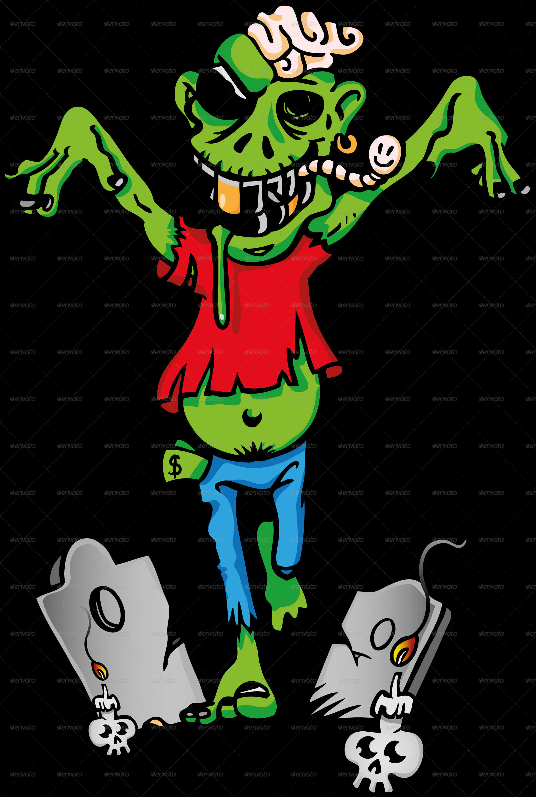 Cartoon Zombie Dance Party PNG image