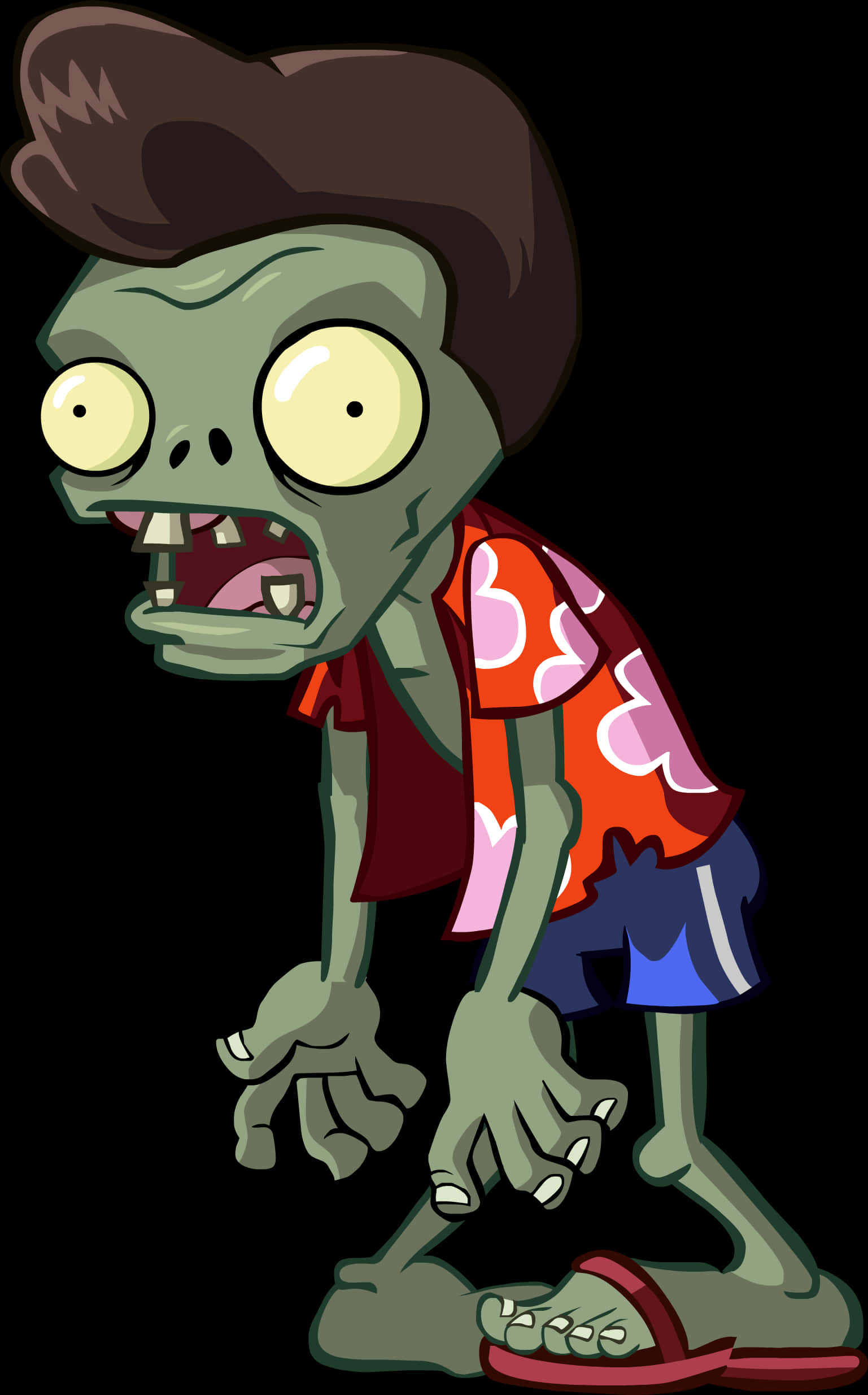 Cartoon Zombie Wearing Hawaiian Shirt PNG image