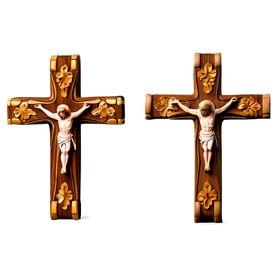 Carved Catholic Cross Showcase Png Dob PNG image