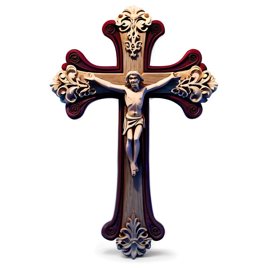 Carved Catholic Cross Showcase Png Wtt67 PNG image