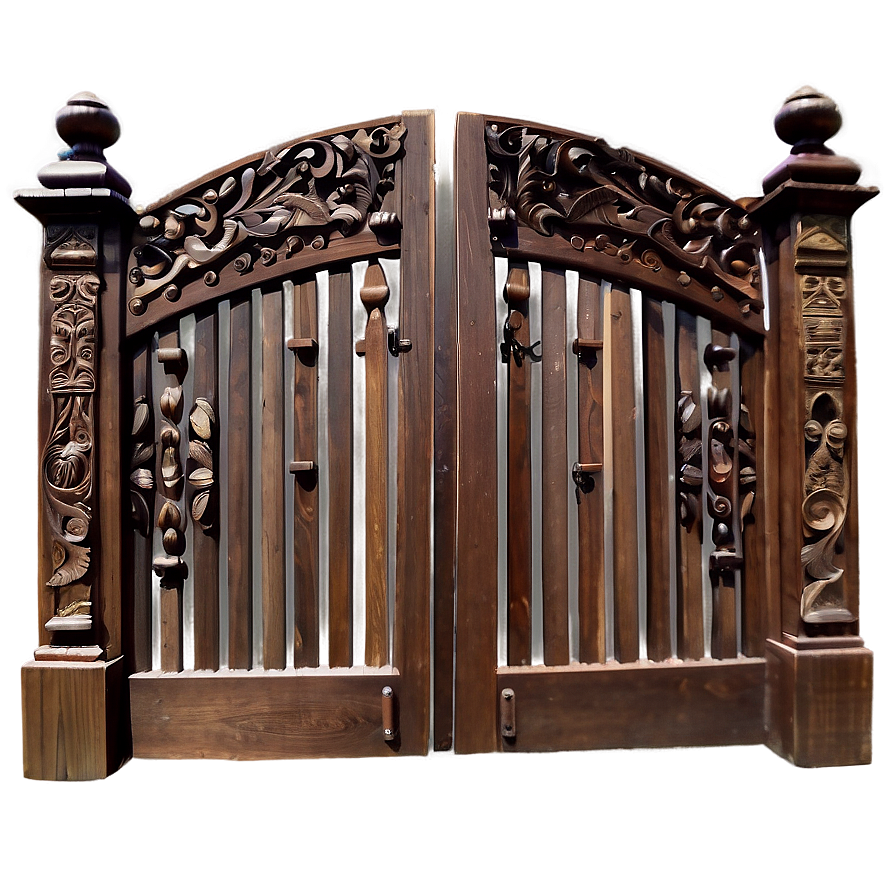 Carved Detail Wood Gate Png 05242024 PNG image