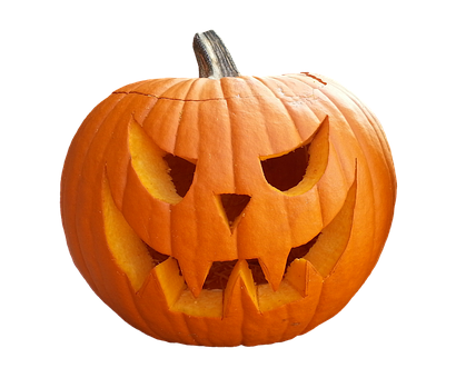 Carved Halloween Pumpkin Black Background PNG image