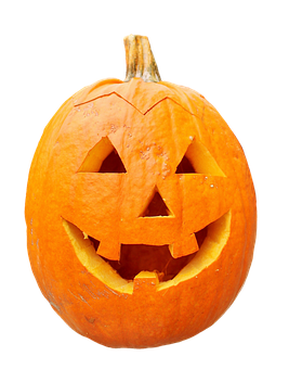 Carved Halloween Pumpkin Black Background.jpg PNG image