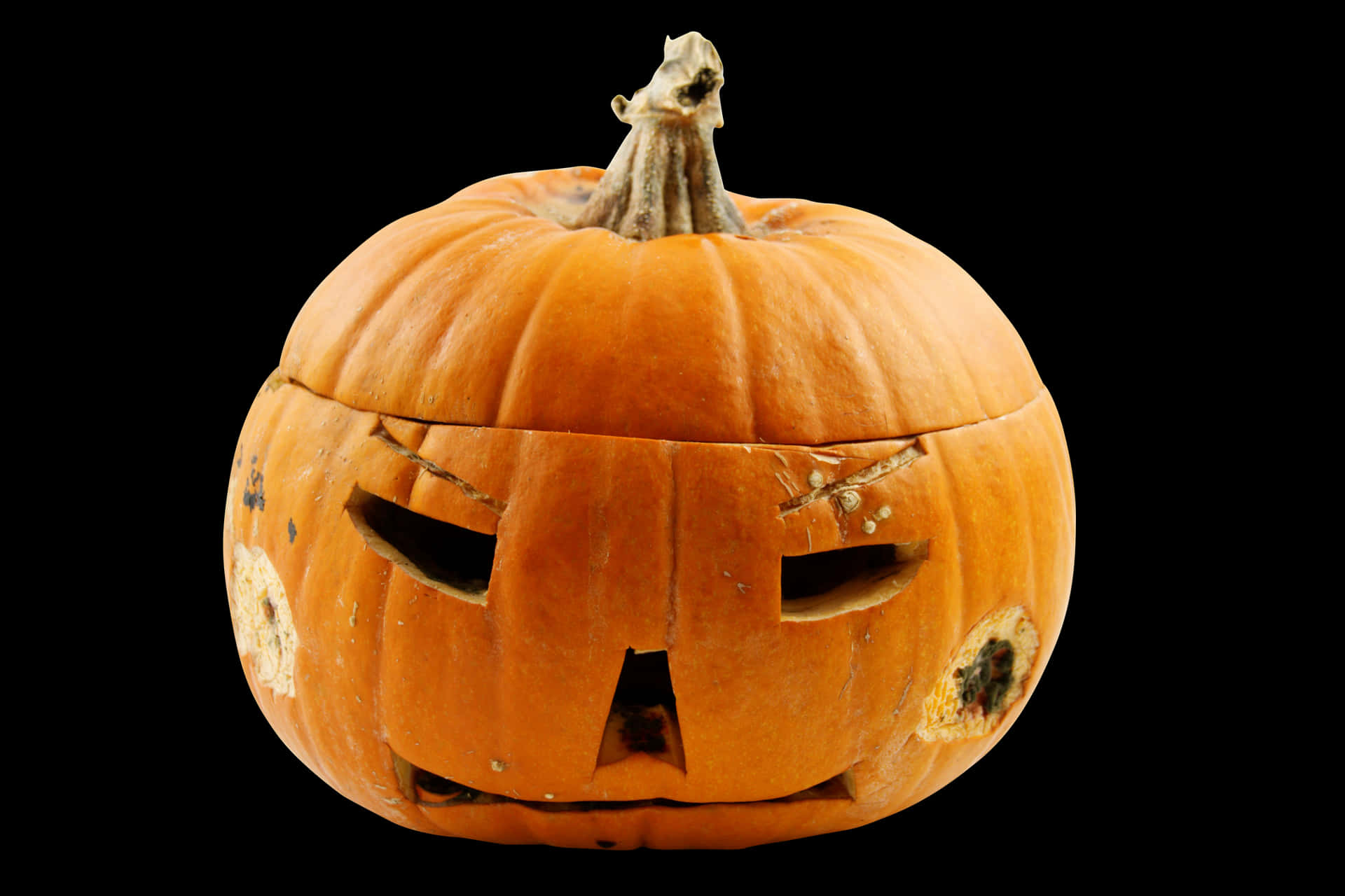 Carved Halloween Pumpkin Black Background PNG image