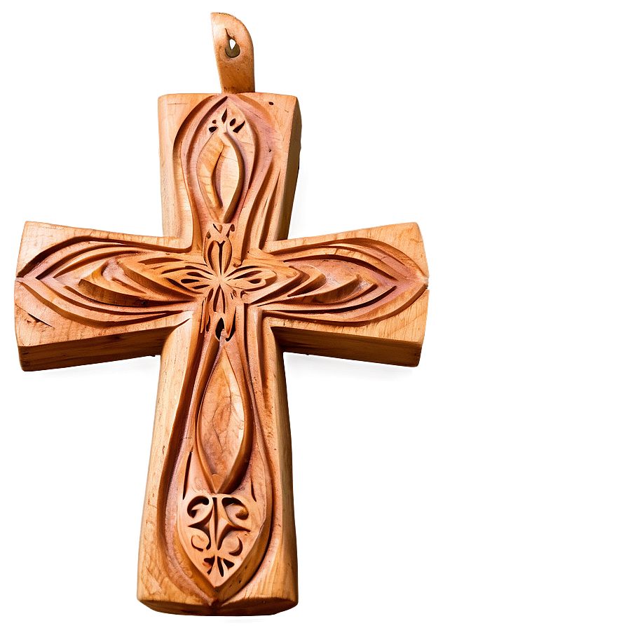 Carved Wooden Cross Png 05252024 PNG image