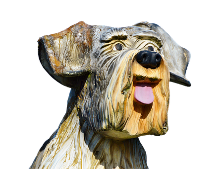 Carved Wooden Dog Sculpture PNG image