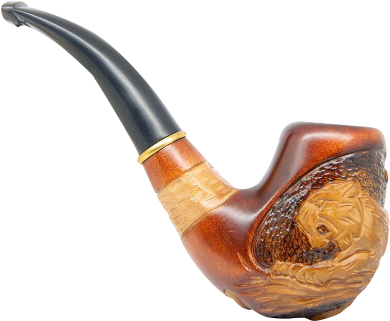 Carved Wooden Tobacco Pipe PNG image