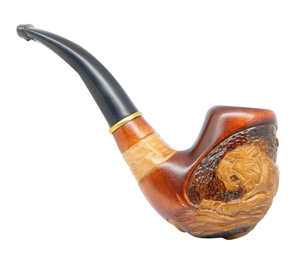 Carved Wooden Tobacco Pipe PNG image