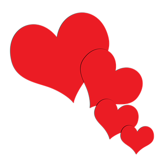 Cascading Red Hearts Graphic PNG image