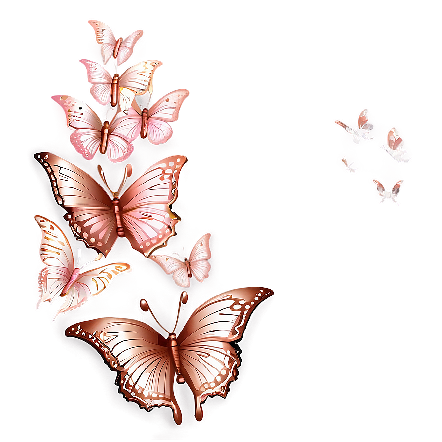 Cascading Rose Gold Butterfly Png Qqj92 PNG image