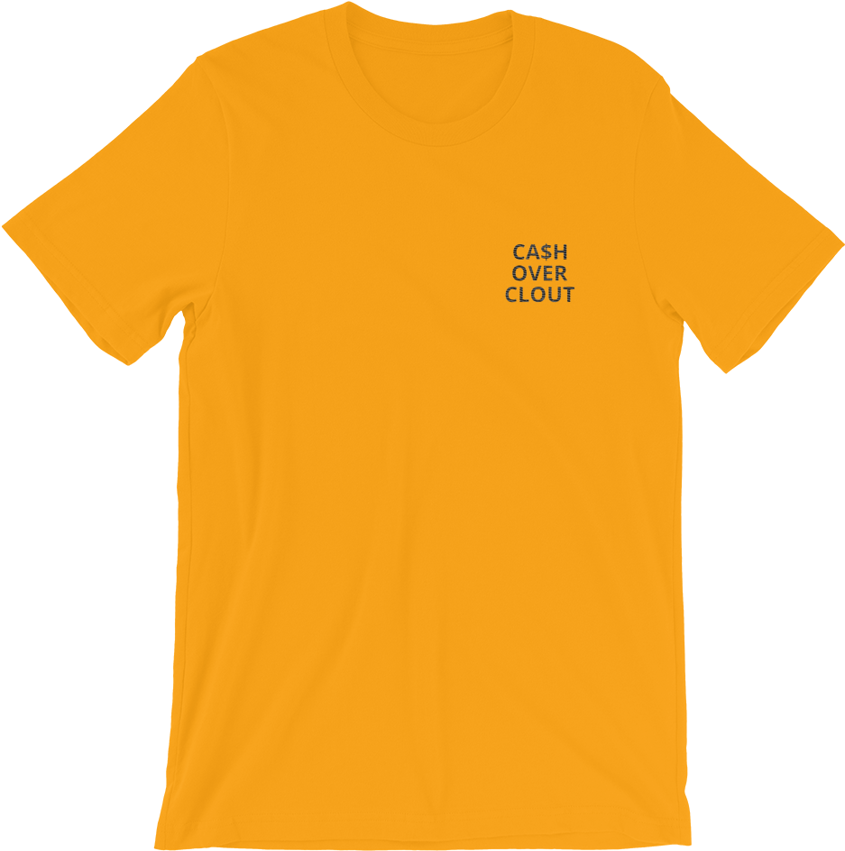 Cash Over Clout Yellow Shirt PNG image