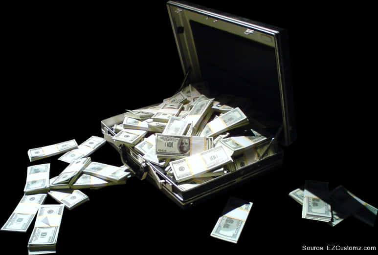 Cash Overflowing Briefcase PNG image