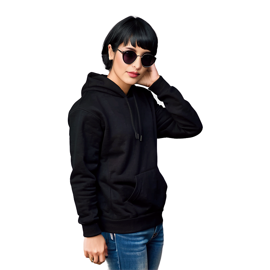 Casual Black Hoodie Png 05252024 PNG image