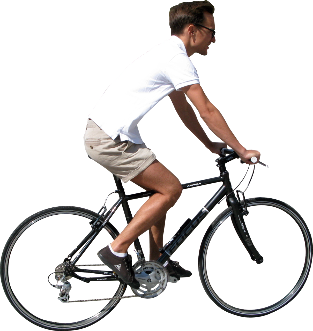 Casual Cyclist Riding Bike PNG image