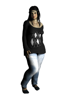 Casual Fashion Female3 D Model PNG image