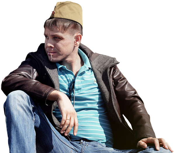 Casual Man Leaning Backward PNG image