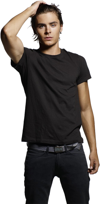 Casual Man Posing Black Outfit PNG image