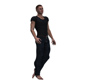 Casual Man Standing Against Black Background PNG image