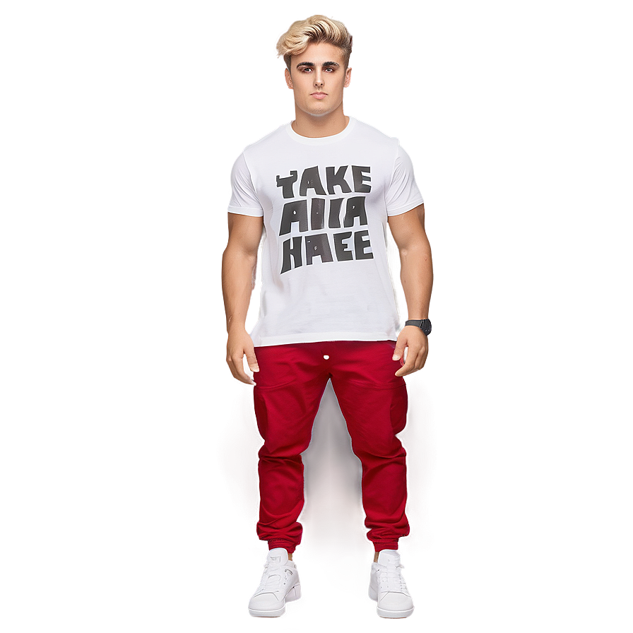 Casual Style Young Man Red Pants PNG image