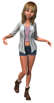Casual Style3 D Animated Girl PNG image