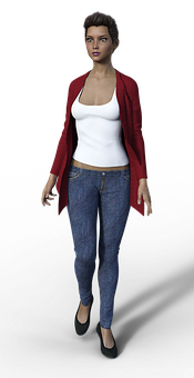 Casual Style3 D Model Woman PNG image