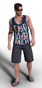 Casual Summer Outfit Man Model PNG image