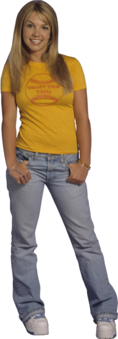 Casual Yellow Top Jeans Britney PNG image