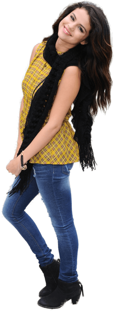 Casual Yellow Topand Jeans Outfit PNG image