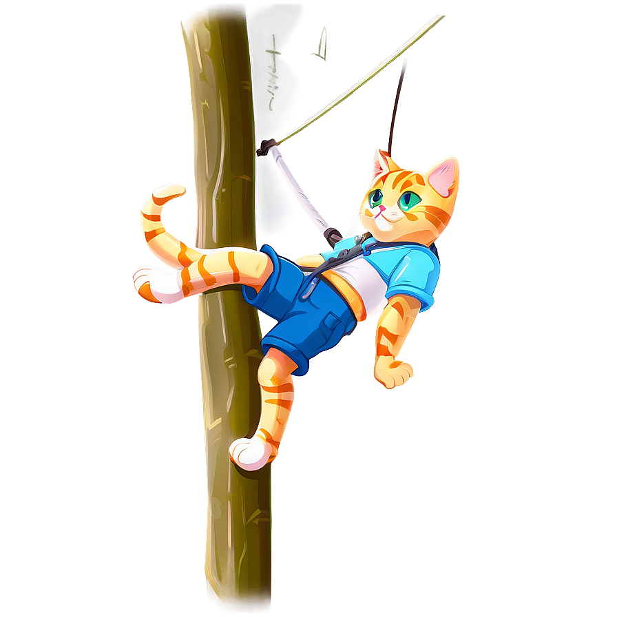 Cat Climbing Adventure Png B PNG image