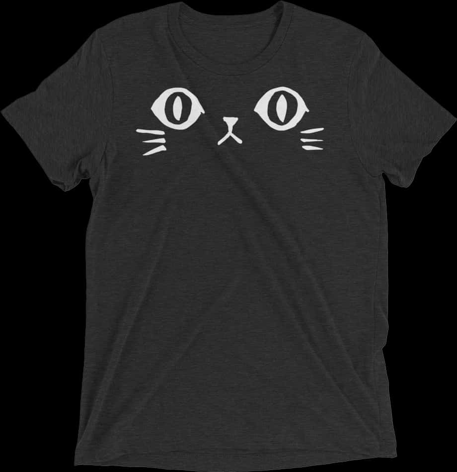 Cat Face Graphic Black Shirt PNG image