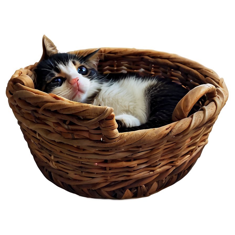 Cat In Basket Cozy Png A PNG image