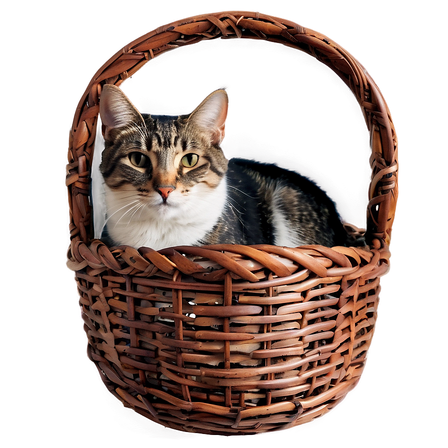 Cat In Basket Cozy Png B PNG image