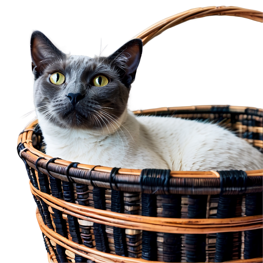 Cat In Basket Cozy Png C PNG image