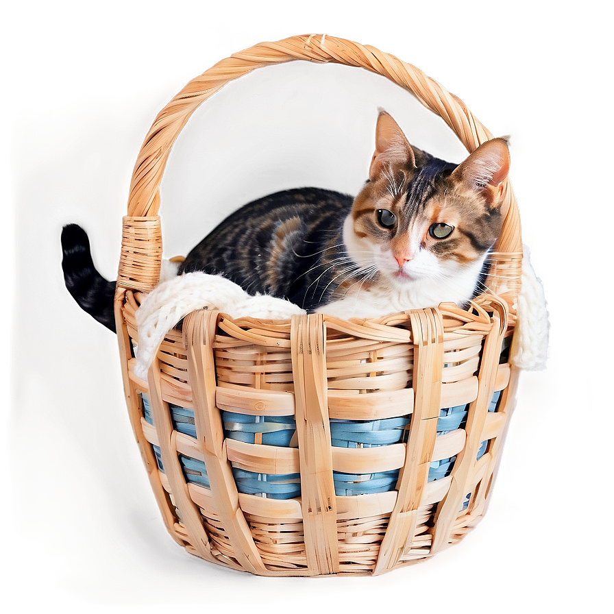 Cat In Basket Cozy Png D PNG image
