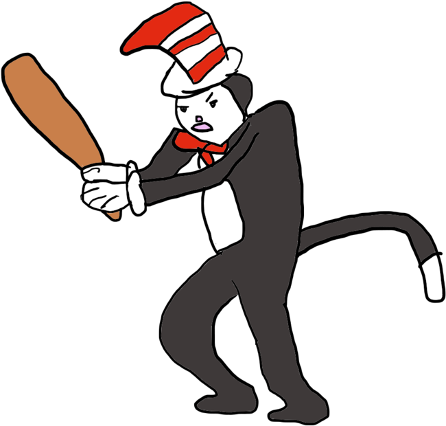 Cat In The Hat Baseball Swing PNG image