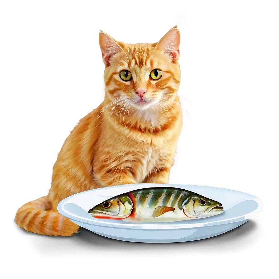 Cat With Fish Dinner Png C PNG image