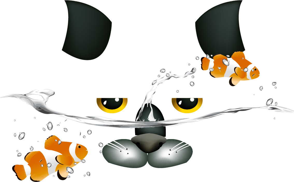 Catand Goldfish Illusion PNG image